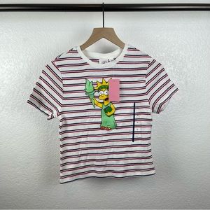Lisa Simpson Women’s T Shirt tiny Crop Top Babydoll 90s Statue of Liberty NWT